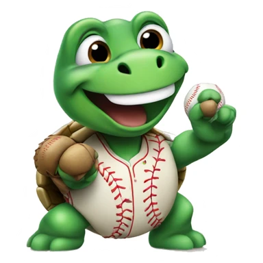 Turtle playing baseball sticker