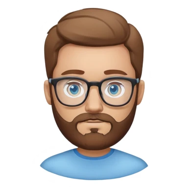 bearded man wearing glasses with light blue eyes brownish hair sticker
