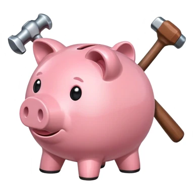 Piggy bank and hammer sticker