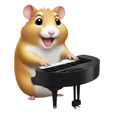 hamster with a happy face plays the piano sticker