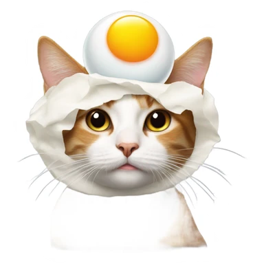 a cat with an fried egg on the head sticker