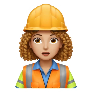 surprised construction worker curly haired woman wearing ppe sticker