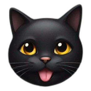 Black cat sticking tongue sticker