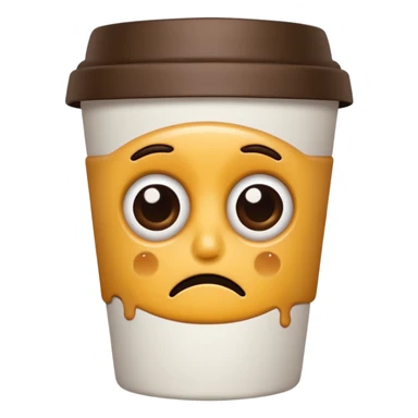 Create an emoji of a coffee cup ☕ with dark circles under its eyes, looking more tired than the drinker. sticker