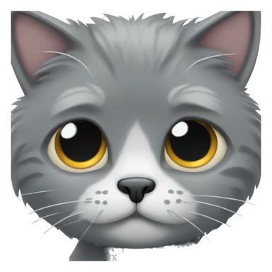 A fluffy grey cat with big eyes sticker
