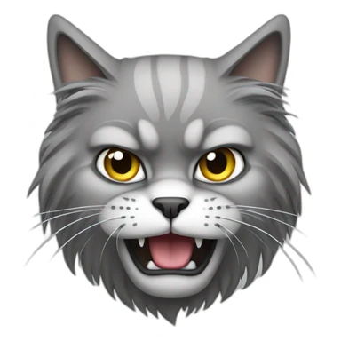 Angry Long Hair cat gray sticker