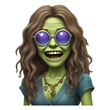  janis joplin zombie dancing, who wears  big circle glasses sticker