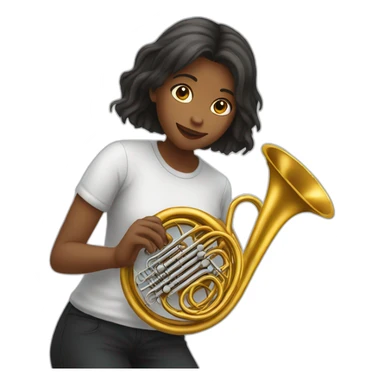 Girl playing a French horn sticker