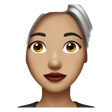 Girl with bob grey hair, freckles, black eyeline and red lips sticker