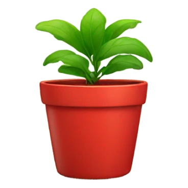 A green plant with red pot sticker