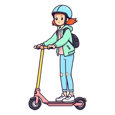 Teen girl on electric scooter sticker