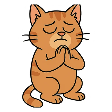 flat toon style cat praying sticker