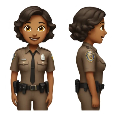 A police woman, brown skin, happy sticker