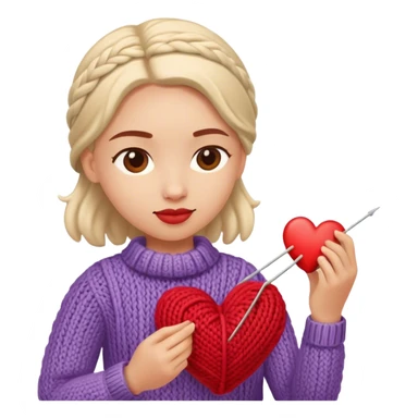 
Knitting a heart by hand sticker