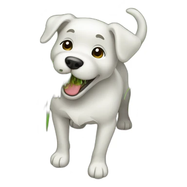 dog eating grass grass coming out of mouth sticker