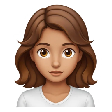 Lightly tanned wavy brown hair girl with light brown highlights wearing white shirt sticker