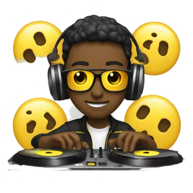 dj mixing with vinyls (yellow skin) sticker