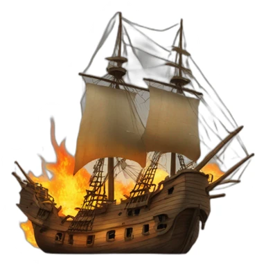 A wreck of a pirate galleon that is on fire sticker