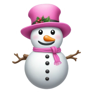 Snowman with a pink hat sticker