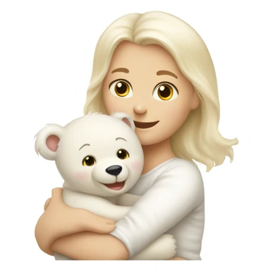 Happy white momma teddy bear hugging a happy white baby bear sticker