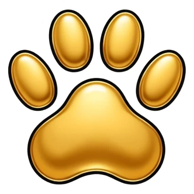 stylized golden animal paw print with shiny details and black outlines sticker