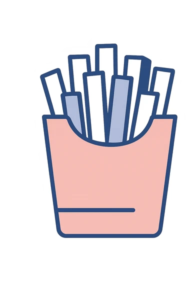 pink box of fries, minimal flat design sticker