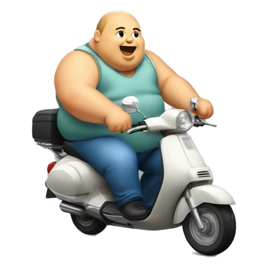 Fat man on a moped with fat flabs hanging down sides  sticker