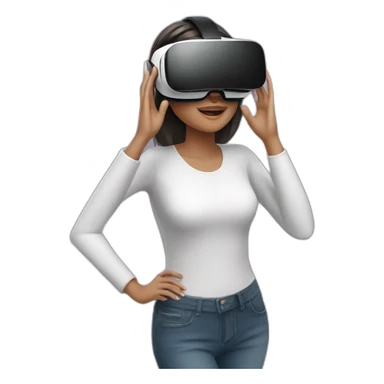 woman wearing virtual reality glasses and VR headsets sticker