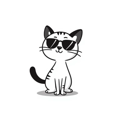 cat wearing sunglasses, hand drawn doodle style sticker