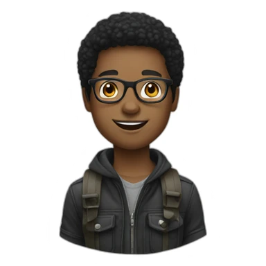 a young, black photographer, black hair and glasses sticker