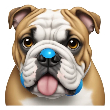 English bulldog with blue ball sticker