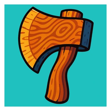 wooden axe head texture in vibrant toon style, cartoon style sticker