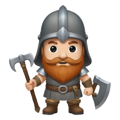 gimli the dwarf, brown beard, gray metal helmet, battle axe, no shield sticker