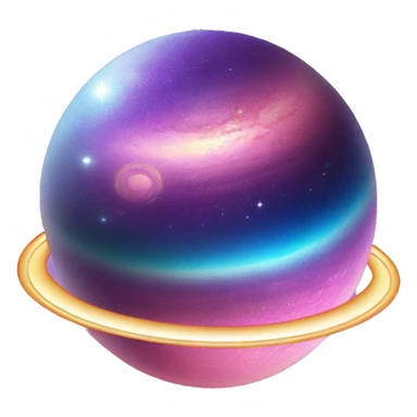 sparkly glittery blue purple and pink gradient planet with a cheesy saturn ring sticker