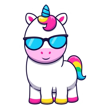 A unicorn with sunglasses sticker