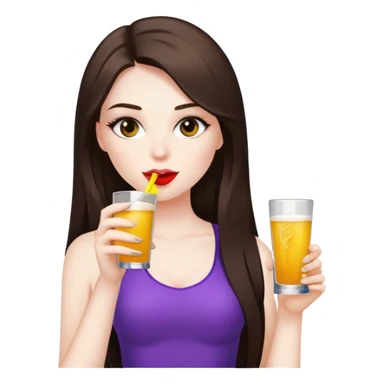 girl with long dark brown hair and pale skin wearing clubbing outfit drinking with other girls sticker