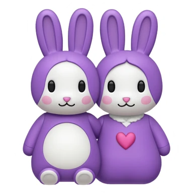 white and purple miffy in love emoji sticker