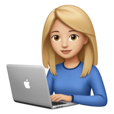 Pretty girl with medium long, light golden/brownish hair, Latina, with a laptop, AI-generated emoji. sticker