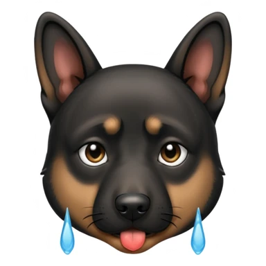 all black german shepherd face crying large tears looking sad sticker