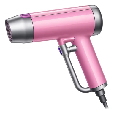 pink Dyson air wrap side angle, realistic style, sleek modern design, glossy pink finish with metallic silver accents on the nozzle ring. Compact proportions , clean lines, slight shading.  sticker