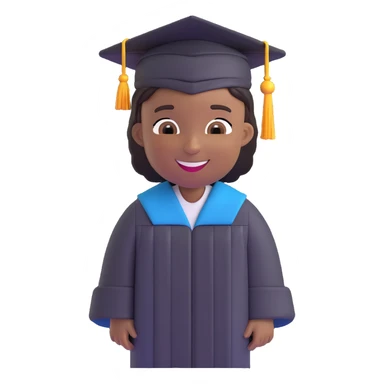 African American graduate emoji, wearing cap and gown, smiling sticker