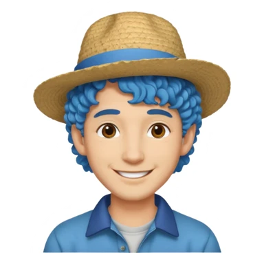 mid blue haired man curly hair and big earrings and and hat wearing sticker