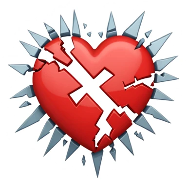 Heart slammed into the ground, cracks + shockwave sticker