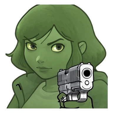 Brown crazy girl with gun sticker