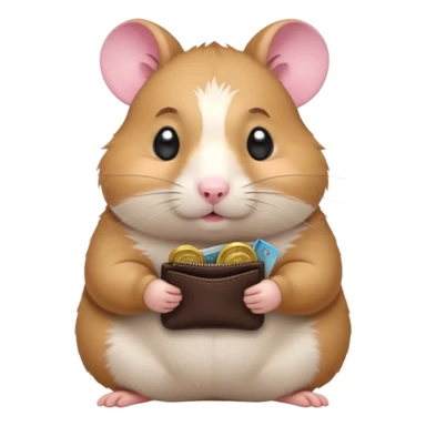 cartoon-style hamster melancholy expression opening his coin purse to showcase he's poor with empty pockets sticker