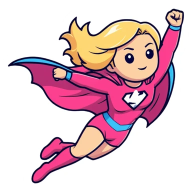 superhero girl with blonde hair and pink outfit flying sticker