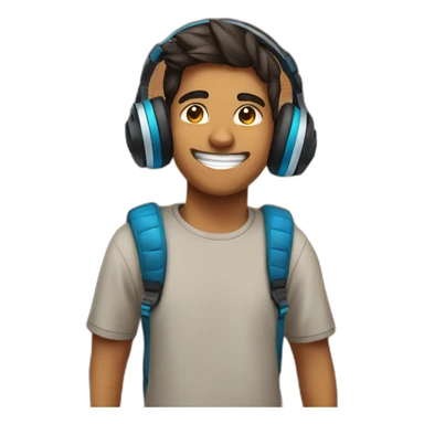happy Indian teen gamer with gaming headphones sticker