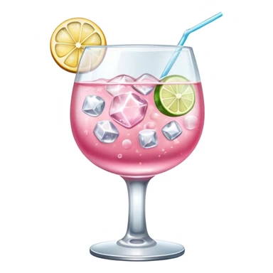 Glass with pink gin and tonic sticker