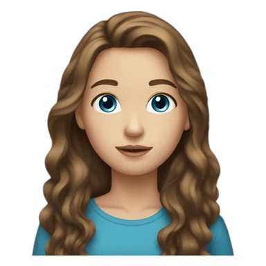 teenage girl long brown hair blue eyes sticker