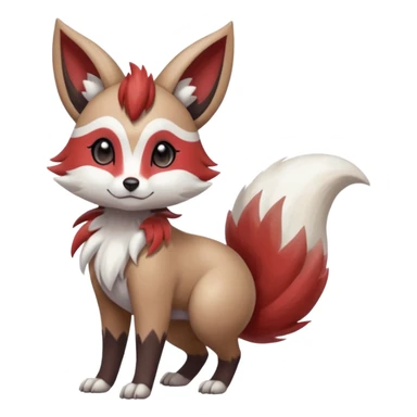 Hyper-realistic cute adorable beautiful elegant Colorful Skilled Adept Graceful Asian Painted Meloetta-Furret-Lycanroc-Zangoose-fusion-hybrid-creature (full body) sticker